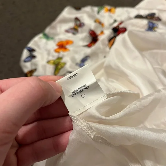 Y2K Vintage Poleci Silk Butterfly Babydoll Midi Dress - Picture 7 of 10